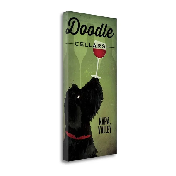 Tangletown Fine Art Doodle Wine II Black Dog by Ryan Fowler Giclee Print on Gallery Wrap Canvas, 20x22 x 39x22 - Multi