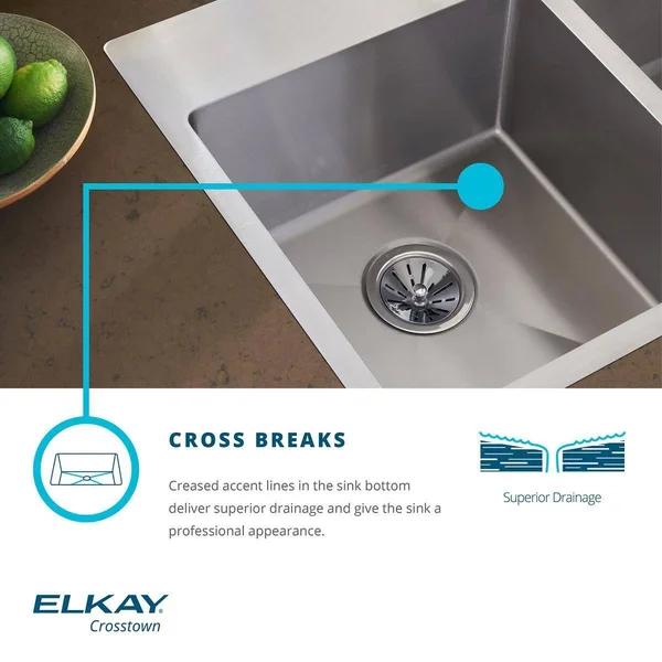 Elkay ECTRU35179TC Crosstown Undermount 36-1/2 in. x 18-1/2 in. x 9 in. Single Bowl Stainless Steel Sink Kit