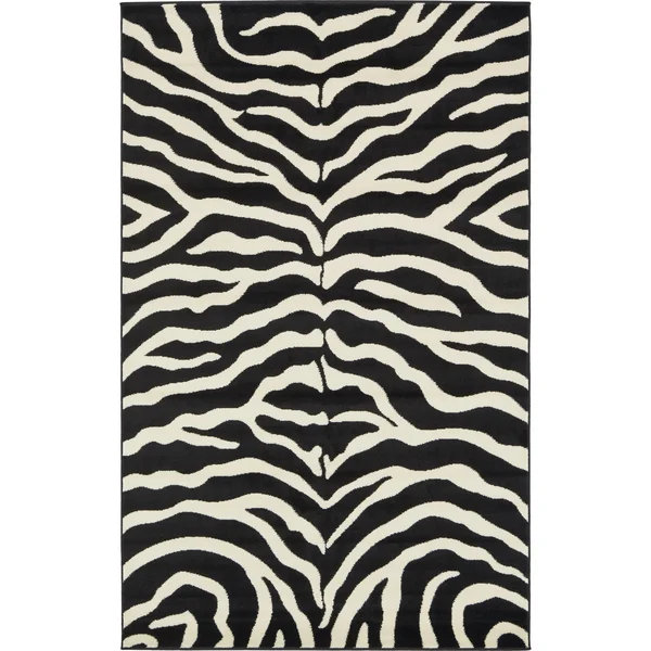 Unique Loom Okapi Wildlife Area Rug (5& x 8& - Black)