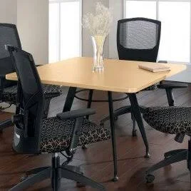 Square Table Global Total Office Size: 3& Diameter - Base Finish: Black, Top Finish: Constellation Vanilla