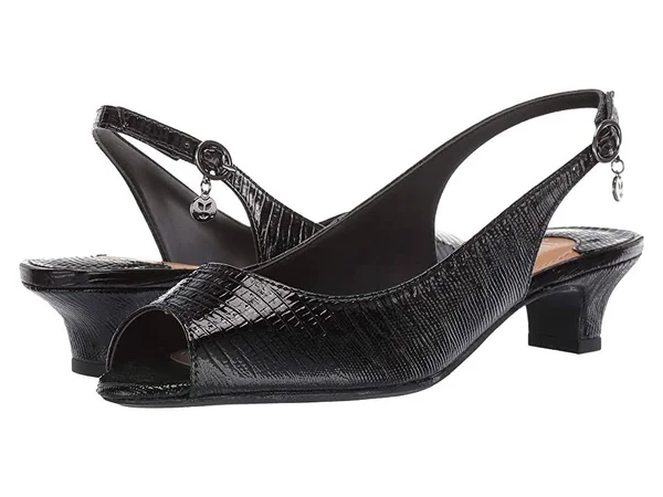 J. Renee Women's Jenvey Low Heel Slingback, Size: 9, Black Synthetic
