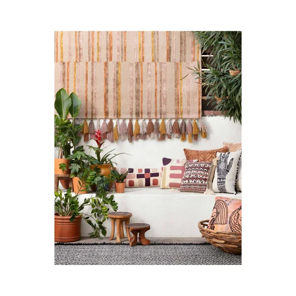 Justina Blakeney x Loloi P0953 Polyester Pillow Terracotta - Multi, 22x22 x 22x22 Cover w/Down