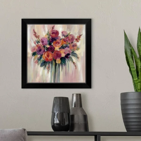 Autumn Bouquet, Black Framed Wall Art, 16x16, Great Big Canvas