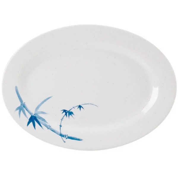 Thunder Group - 2012BB - 12x22 x 8 5/8x22 Blue Bamboo Oval Platter