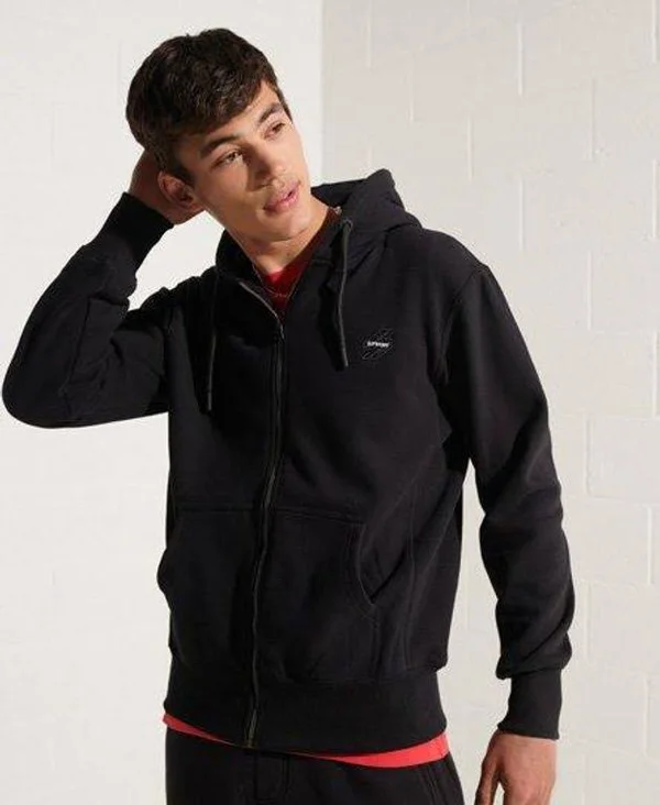 Superdry Men's Sportstyle Zip Hoodie Black Size: Xs