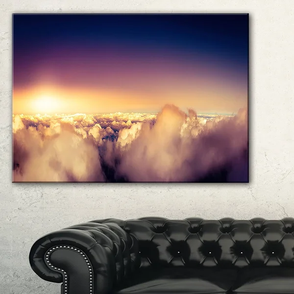 Design Art Blue Sky Over Clouds Panorama Landscape Wall Art Canvas Print - 40X20x22