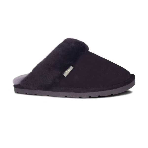 RJ Fuzzies Sheepskin RJS-100-BLACK-M Ladies SCUFF, Black - Medium