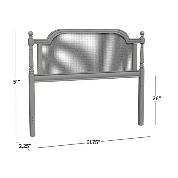 Hillsdale Furniture Melanie Wood and Cane Bed, French Gray (Queen)