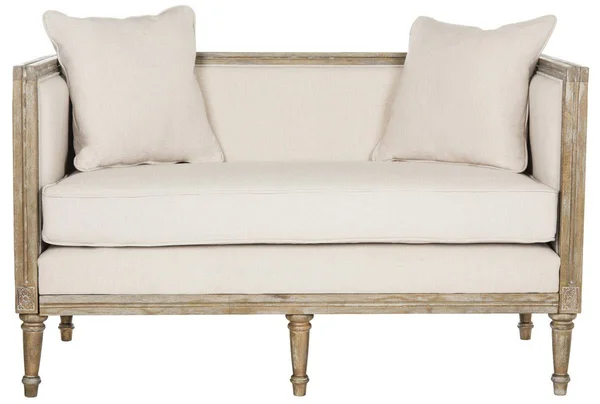 Safavieh Leandra French Country Settee, Beige/Rustic Oak, 53 inches x 28.8 inches x 31.5 inches
