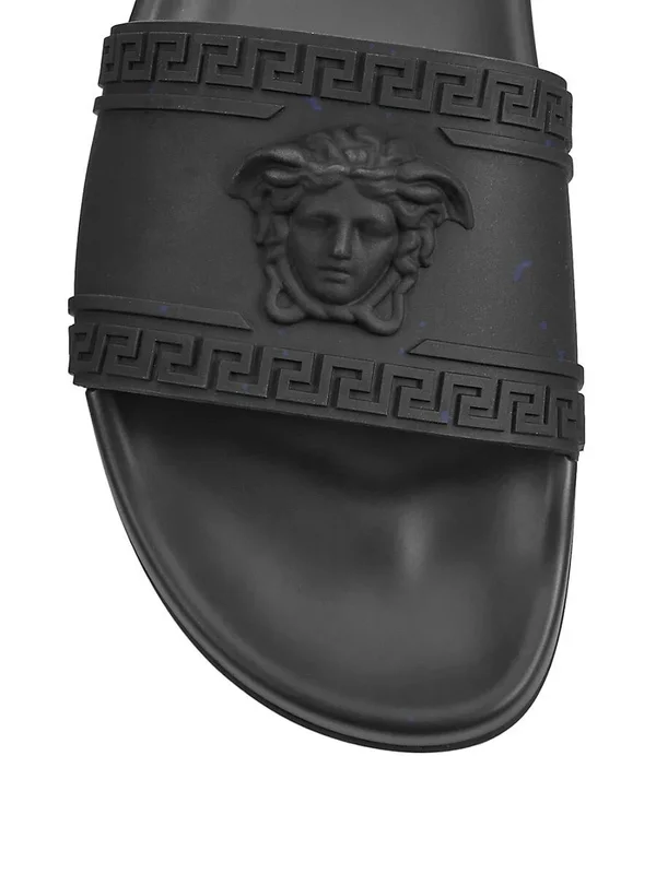 Versace Men's Medusa & Greek Key Shower Slide Sandals - Red, Men's, 10D