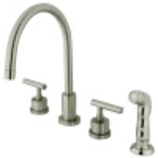 Kingston Brass KS8728CML Manhattan Widespread Kitchen Faucet with Sprayer, Satin Nickel