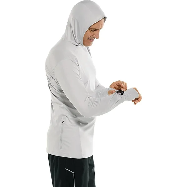 Coolibar Men's Agility Performance Hoodie - UPF Protection Hoodies for Men, Grey, Small