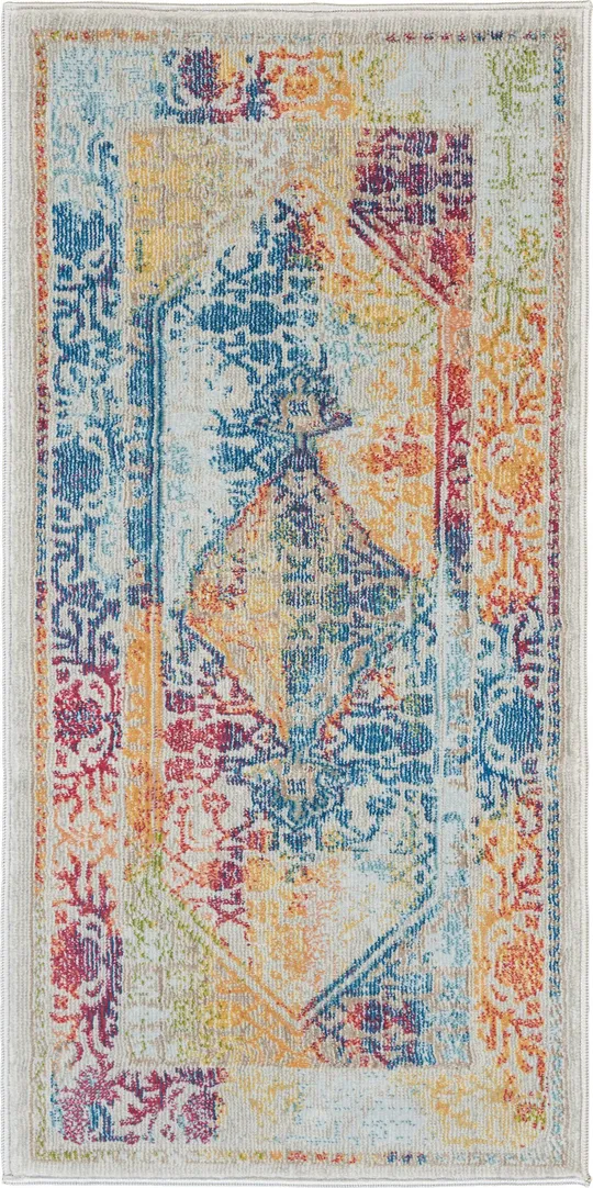 Nourison Global Vintage GLB04 Ivory/Multicolor Area Rug - 5&3x22 x 7&6x22