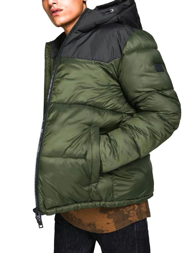 Jack & Jones Originals Puffer with Hood in Green
