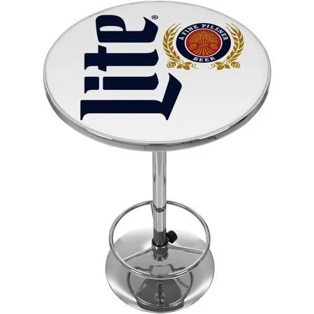 Miller Lite Chrome Pub Table - Retro, 27.375 x 27.375 x 1.25 inches