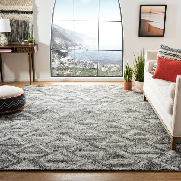 Safavieh Abstract 607 Area Rug - Grey, Black, 6& x 6& Round