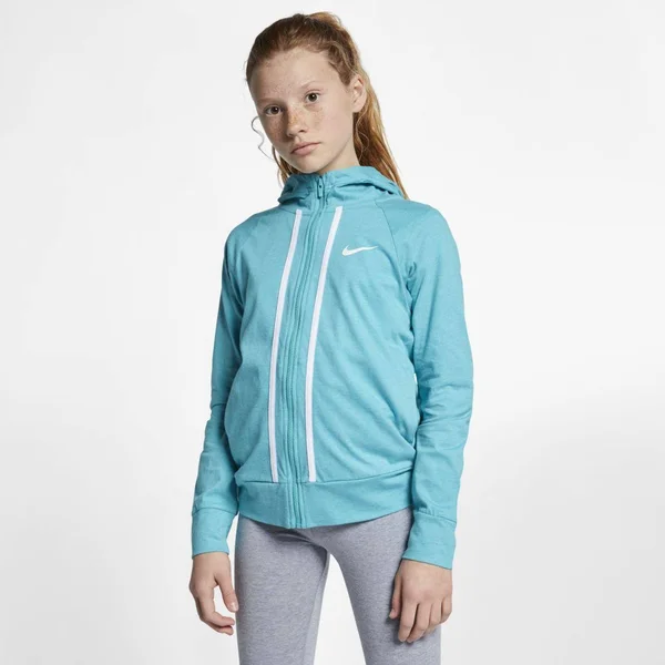 Nike Girls& Sportswear Jersey Full-Zip Hoodie - XS, Blue