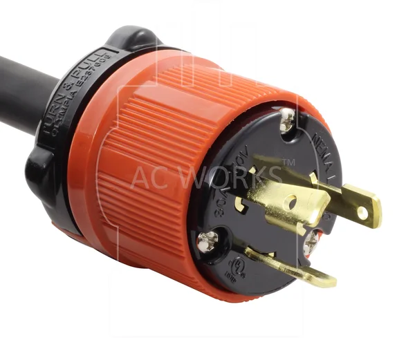 AC Works NEMA L6-30 Rubber SOOW 10/3 Extension Cord (25ft)