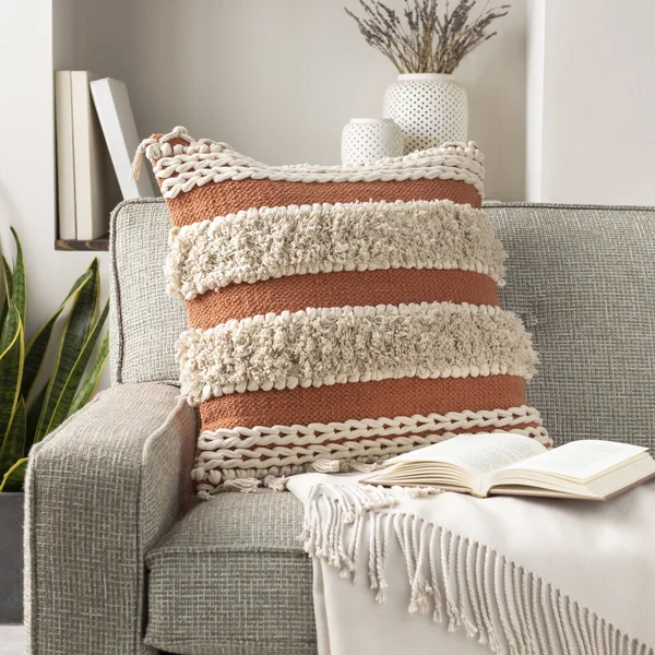 Surya HNA010-2222P Helena Decorative Pillow Burnt Orange/Ivory/Khaki