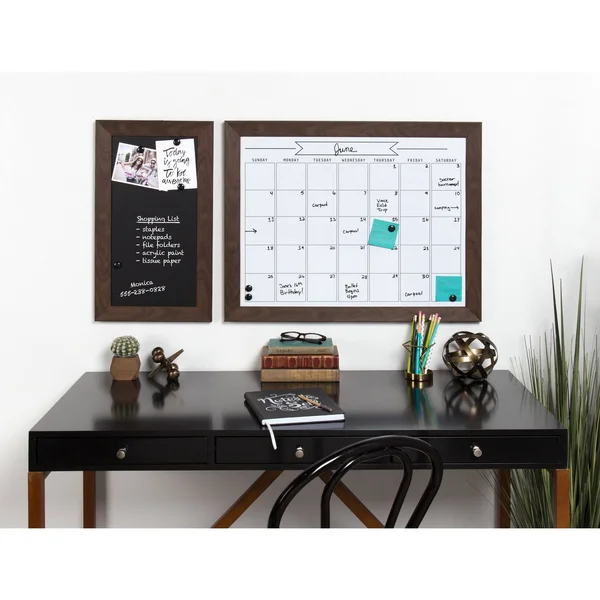 29x22 x 23x22 Beatrice Framed Magnetic Dry Erase Monthly Calendar Brown - DesignOvation