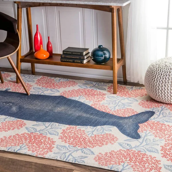 nuLOOM Handmade by Thomas Paul Cotton Printed Whale Area Rug - 2& 6x22 x 6& Runner - Multi