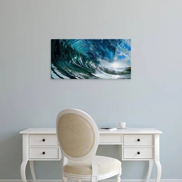 Easy Art Prints PhotoINC Studio's 'The Wave' Premium Canvas Art - 12 x 24 - Brazilian Barnwood Frame