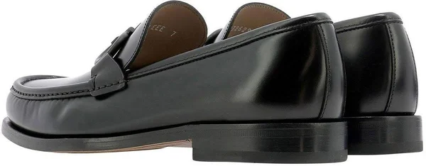 Salvatore Ferragamo Men's Rolo 10 Leather Loafers - Nero - Size 11.5