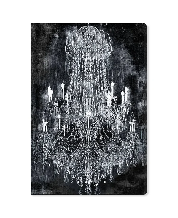 Oliver Gal &Crushed Velvet Chandelier& Fashion and Glam Wall Art Canvas Print - Black, White (16 x 24)