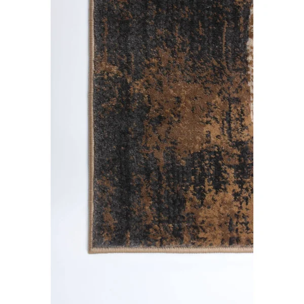 Chaudhary Living 6.5' x 9.5' Navy Blue and Brown Abstract Swirl Rectangular Area Throw Rug