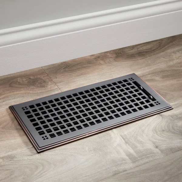 Mission Brass Floor Register - Distressed Antique Pewter 2-1/4x22 x 14x22 (3-1/4 x 15-1/8x22 Overall), Signature Hardware 44093