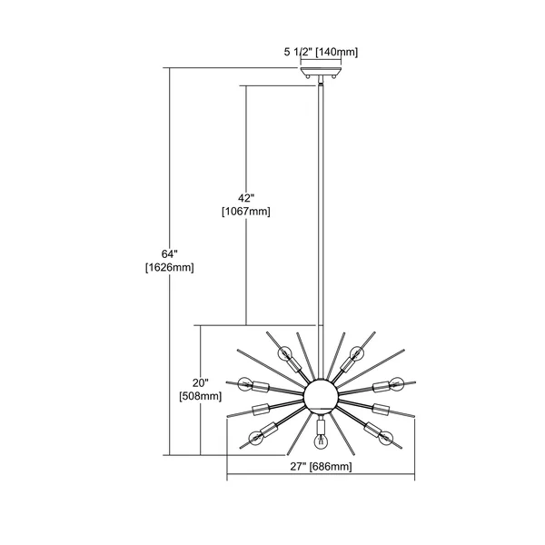 1140-024 Starburst 12 Light Pendant in Chrome
