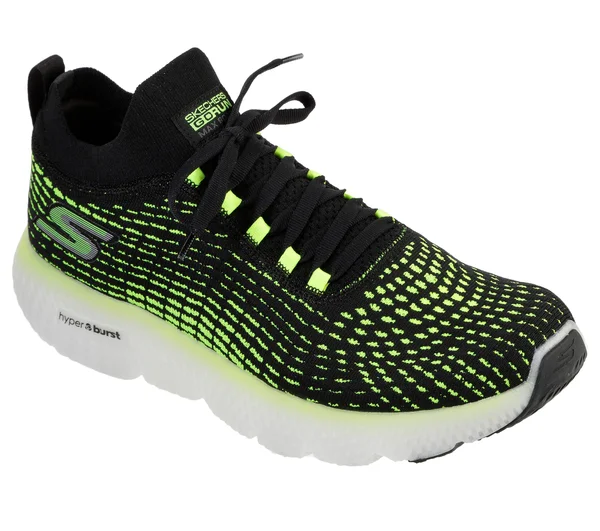 Skechers Men's GOrun MaxRoad 4 Hyper Running Shoes - Black/Lime, 8.5