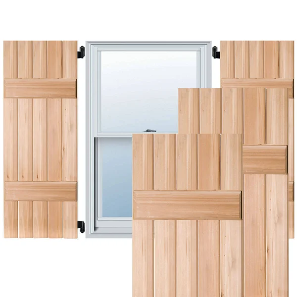 Noralco Industries - Inc. RWB18X078UNP 18x22W x 78x22H Exterior Five Board (2 Batten) Real Wood Pine Board-n-Batten Shutters (Per