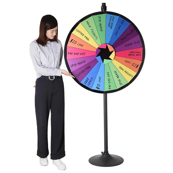 WinSpin 36x22 18 Customizable Slots Largest Prize Wheel w/ Stand Fortune Spin Game Carnival Tradeshow