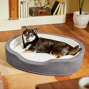 Frisco Bolster Cat & Dog Bed - Gray, Large