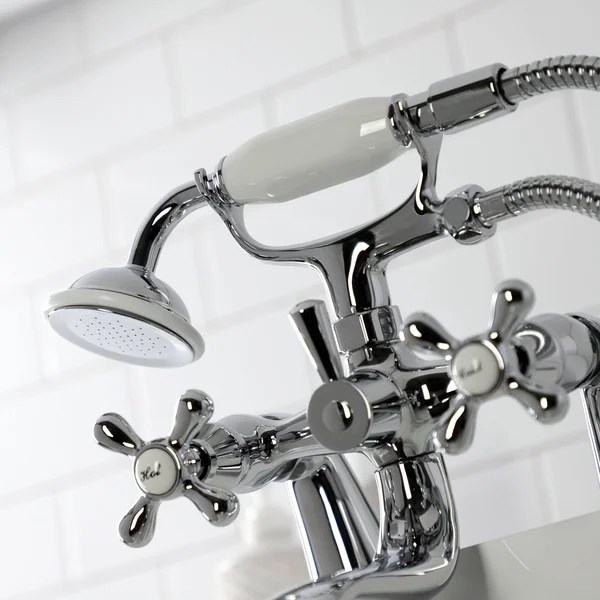 Kingston Brass KS227C Kingston Deck Mount Clawfoot Tub Faucet with Hand Shower Polished Chrome
