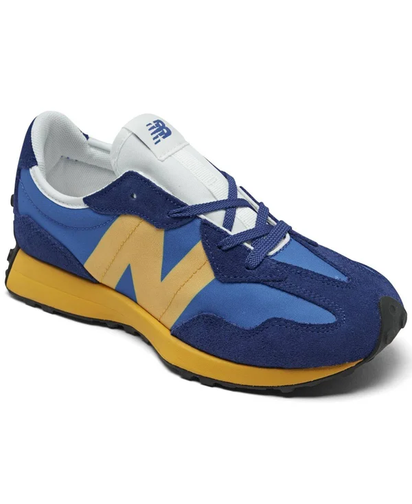 New Balance Boys& Big Kids& 327 Casual Shoes in Blue Size 7.0 - Suede