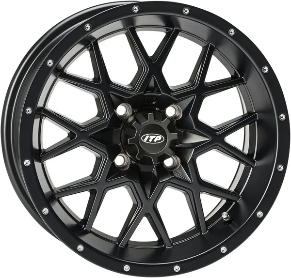 I.T.P. 1228633536B Hurricane Wheel Black 12x7 4/137 5+2