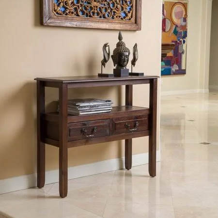 Noble House Gracie Acacia Wood Accent Table Color Brown Mahogany