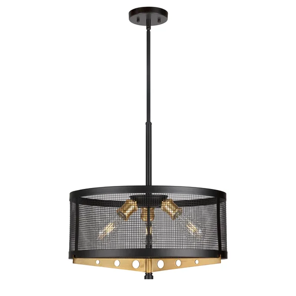 Forte Lighting-7119-03-62-Takoma - 3 Light Drum Pendant Black/Soft
