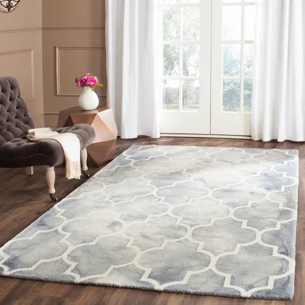 Safavieh 5& x 5& Round Dip Dye DDY535C Grey - Ivory Rug