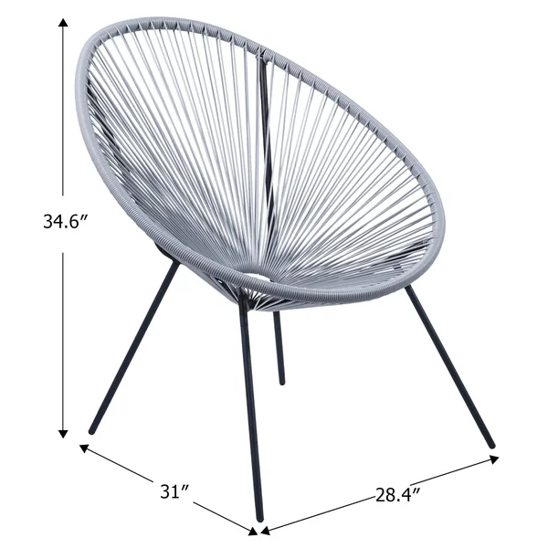 CO-Z Midcentury Outdoor Patio Furniture Set of 2 Acapulco Chairs - Grey