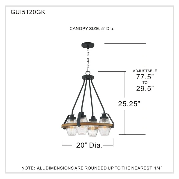 Quoizel 4 Light Guilford Chandelier Grey Ash