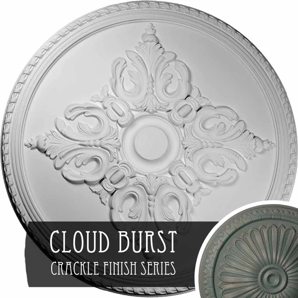 54 1/4x22OD x 2 7/8x22P Milton Ceiling Medallion (Fits Canopies Up to 10 1/2x22), Hand-Painted Cloud Burst Crackle