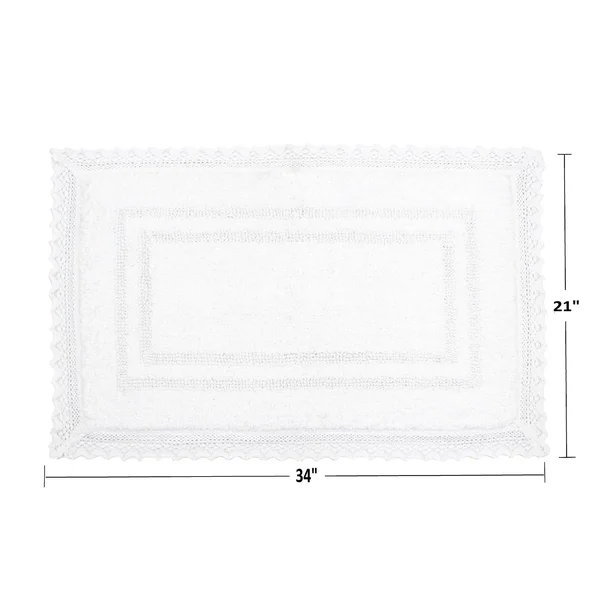 Home Weavers Opulent Bathmat Collection - Absorbent Cotton Soft Reversible Bath Rug - Machine Washable - 24x22x40x22 - Ivory