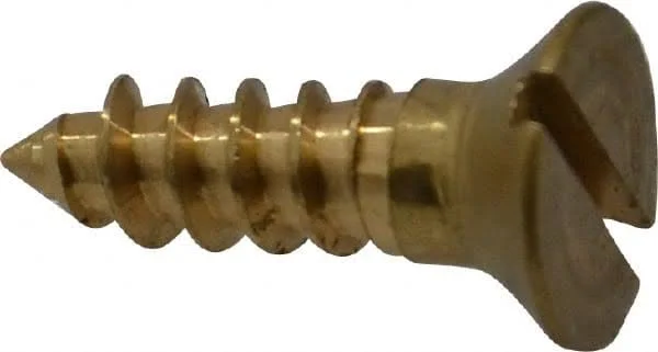 Value Collection #12 - 3/4x22 OAL, Slotted Drive, Flat Head Wood Screw - ASME B18.6.1, Brass, 100-Pack, Part #R52000276