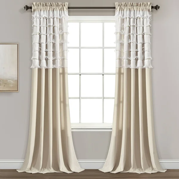 Lush Decor Avery Window Curtain Panels Neutral 54x84+2 Set