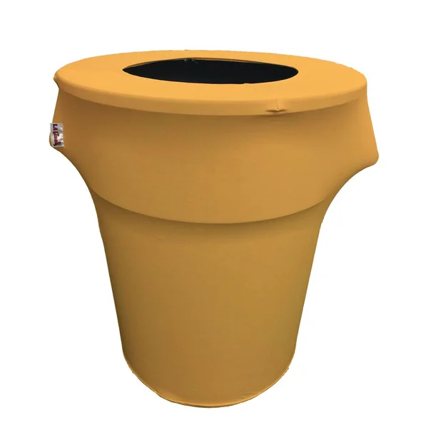 La Linen Stretch Spandex Trash Can Cover 55 gal. Round - Brown