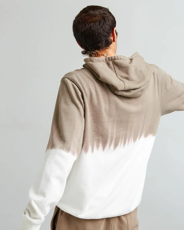 Richer Poorer Men's Recycled Fleece Hoodie - Size Medium, Warm Grey Dip Dye