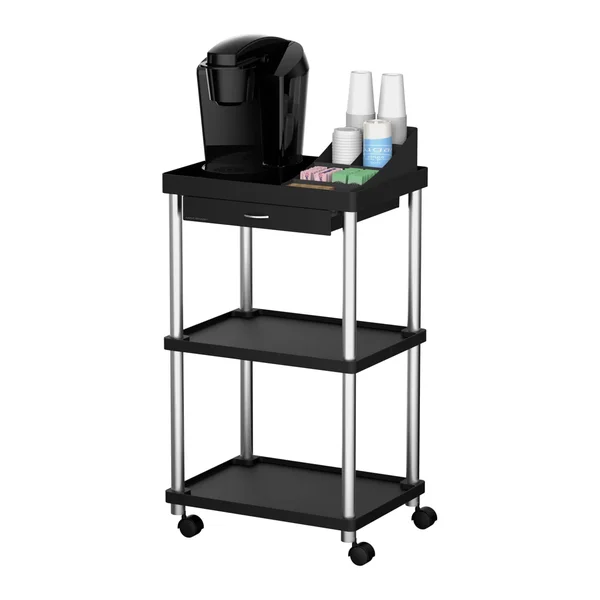 Mind Reader Valet - Trolley - 3 shelves - metal - high impact polystyrene (HIPS) - black